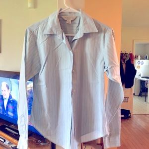 Long sleeve button down blue striped shirt